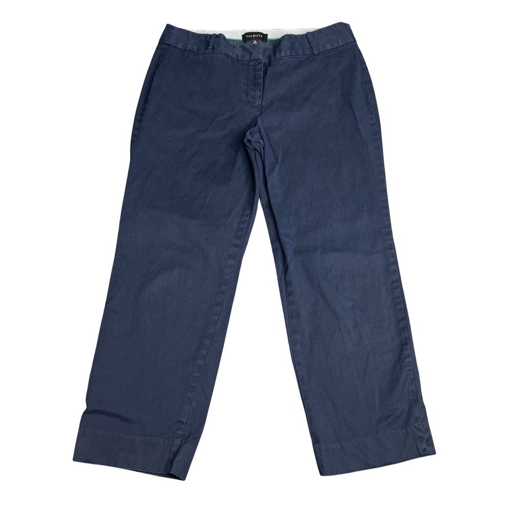 Talbots Signature Navy Blue Cropped Cotton Stretch Trousers Pants Womens 10